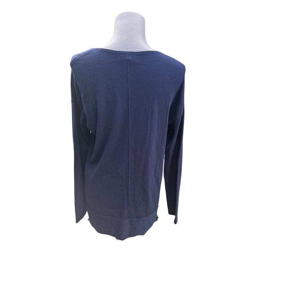 Lilly Pulitzer Womens Size Large Navy Long Sleeve Knit Top With Tassel Tie Neck - Picture 3 of 6